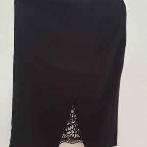 NWT Chico's Black Label Pencil Skirt Size 00 with Black Lace Insert